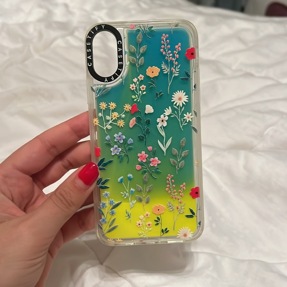 Casetify IPhone X Neon Sand Liquid Case Green/Yellow